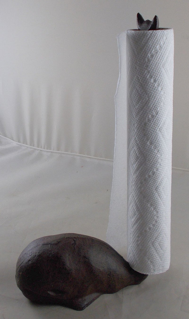 GSM Rustic Brown Cast Iron High Whale Tail Paper Towel Holder - Image 2