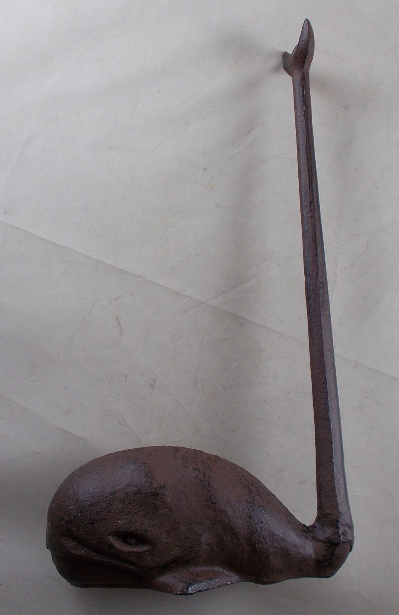 GSM Rustic Brown Cast Iron High Whale Tail Paper Towel Holder - Image 1