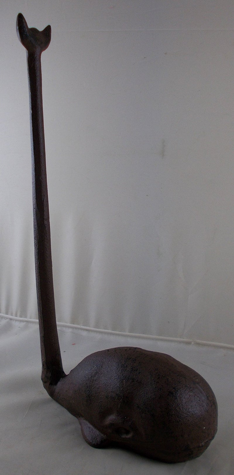 GSM Rustic Brown Cast Iron High Whale Tail Paper Towel Holder - Image 4