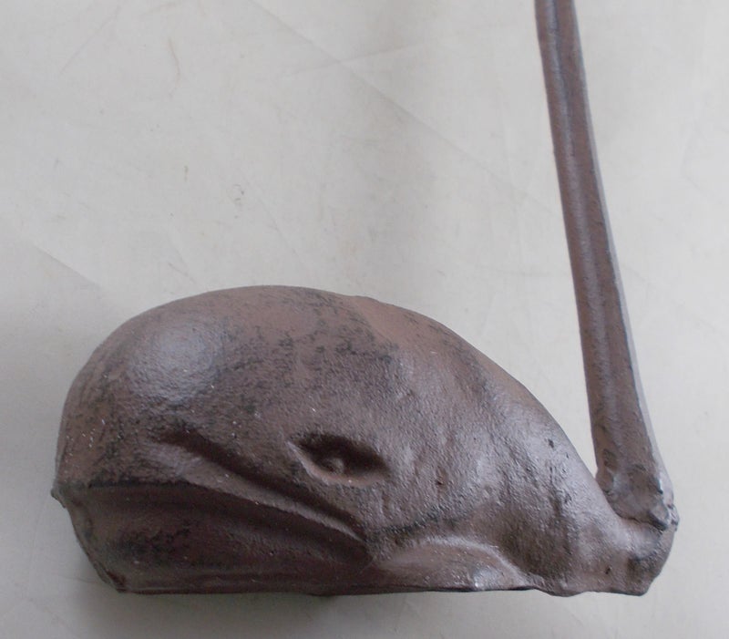 GSM Rustic Brown Cast Iron High Whale Tail Paper Towel Holder - Image 3