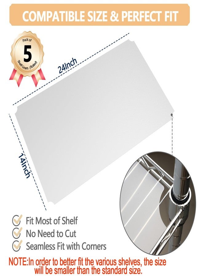 MAXTBEE 5pcs Shelf Liners of Wire Shelf System, Pre-Cut 14 x 24 inch Plastic Shelf Liners Mats for Wire Shelving (Rolled,Actual Size:13.18"X22.95") - Image 2