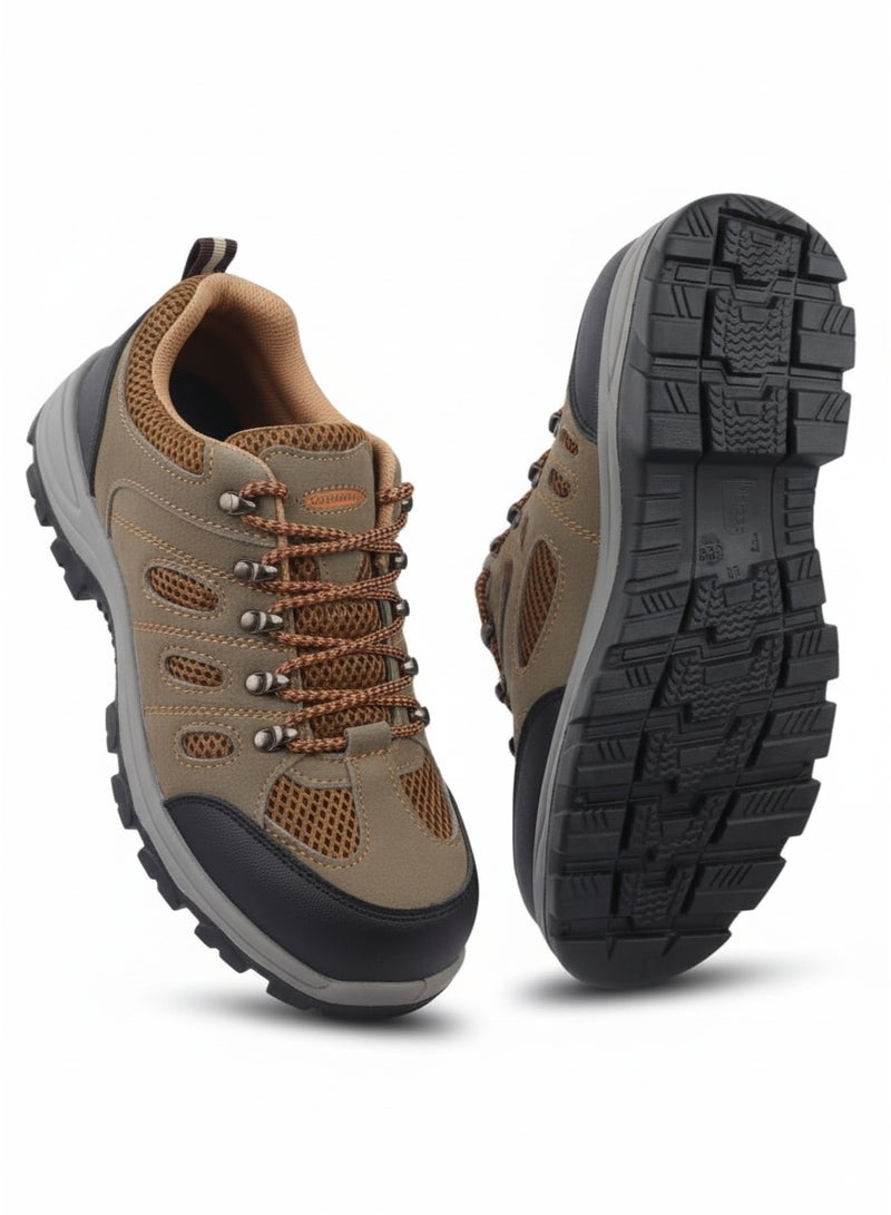 Brown Leather Steel Toe Work Safety Shoes for Hiking and Outdoor Work - Image 1