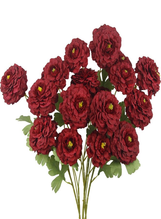 GhuaH 3 Pcs Artificial Flowers Spring Summer Red Zinnia Silk Flowers with Long Stems Zinnia Elegans Artificial Flowers for Outdoors Floral Arrangements Table Centerpieces Wedding Party Home Decor - Image 1