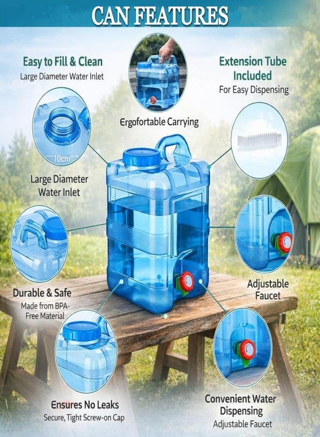 Nasmodo 20 Litre Camping Water Can with Tap Portable Camping Picnic Hiking Water Tank Storage Container for Travelling Water Camper Dispenser Barrel with Faucet(Blue) - Image 4