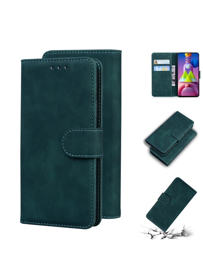 Case Cover For Samsung Galaxy M51 Skin Feel Pure Color Flip Leather Phone Case(Green)