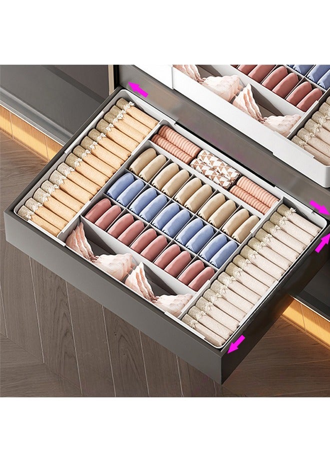 HOOPZOZA Expandable 19-Compartment Drawer Divider with Dividers Plastic Underwear Storage box Multi-Purpose Storage Organizer for Underwear Clothes Kitchen Utensils Cosmetics Stationeries (Length 32.7–58CM Width 24.2–42CM) - Image 1