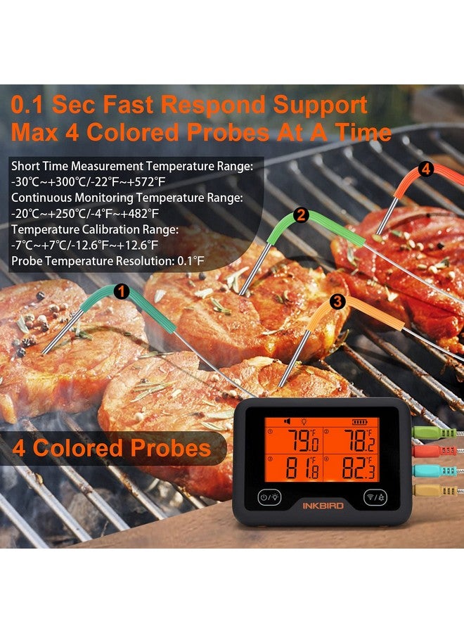 INKBIRD Bluetooth and WiFi Meat Thermometer IBBQ-4BW, Smart Wireless Grill Thermometer, 4 Color Probes | Mobile Notification, High/Low Timer, Rechargeable Digital Bluetooth Thermometer for Smoker Oven Kitchen - Image 4