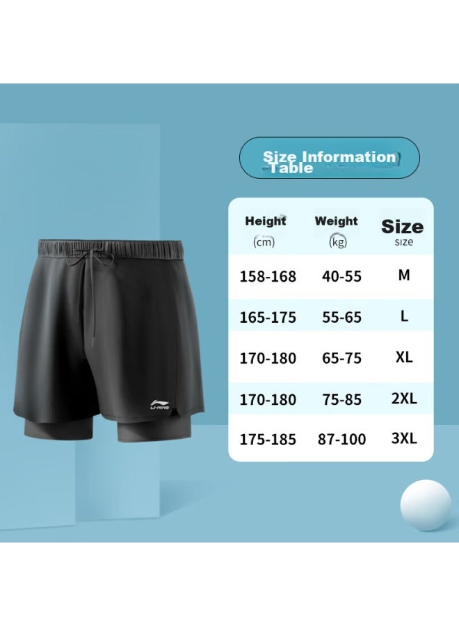 Li-Ning Li-ning Men's Shorts, Sports Pants, Beach Shorts, Quick-drying, Loose-fitting, Anti-embarrassment Pants, Knee-length Shorts, Fake Two-in Shorts  - Image 3