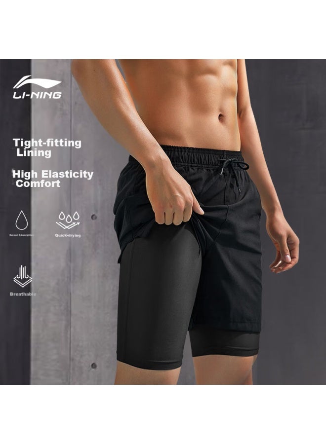 Li-Ning Li-ning Men's Shorts, Sports Pants, Beach Shorts, Quick-drying, Loose-fitting, Anti-embarrassment Pants, Knee-length Shorts, Fake Two-in Shorts  - Image 2