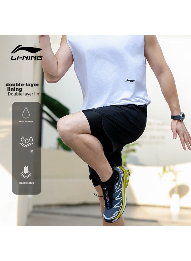 Li-Ning Li-ning Men's Shorts, Sports Pants, Beach Shorts, Quick-drying, Loose-fitting, Anti-embarrassment Pants, Knee-length Shorts, Fake Two-in Shorts  - Image 4
