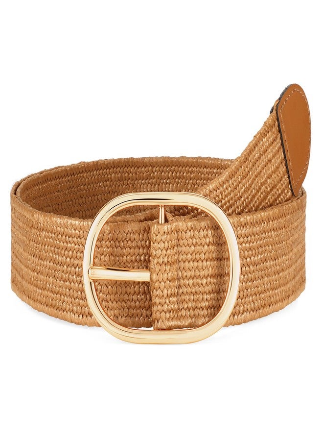 WOWOGO Straw Woven Rattan Wide Stretch Straw Belt Boho Braided Belts for Women - Image 1