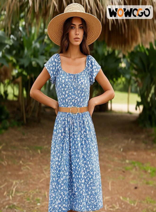 WOWOGO Straw Woven Rattan Wide Stretch Straw Belt Boho Braided Belts for Women - Image 2