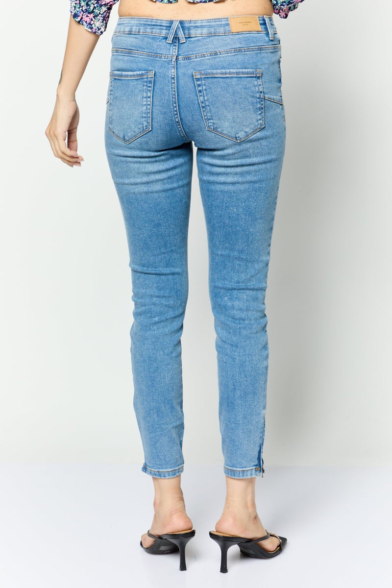 VERO MODA جينز دنيم مغسول للنساء بقصة عادية، 32 بوصة، أزرق - Image 3