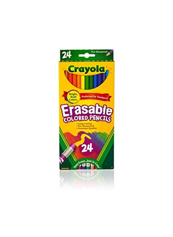 Crayola Erasable Colored Pencils (24ct), Kids Coloring Pencils for Coloring Books, Assorted Colors, Arts & Crafts Supplies, Gifts, Ages 6+ - Image 1