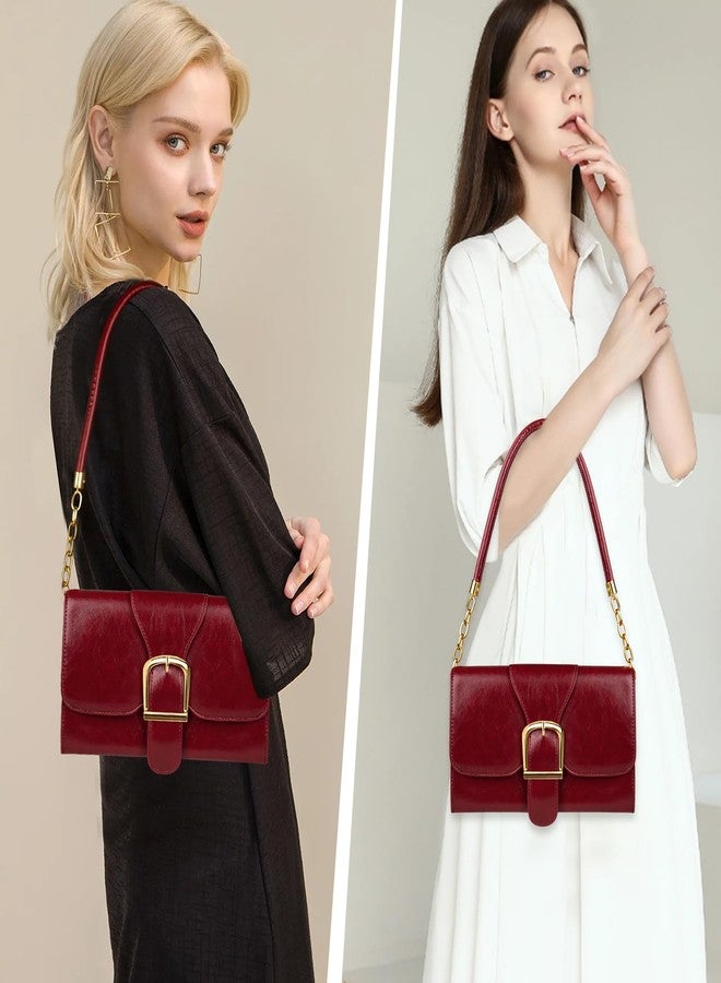 Gosect Shoulder Bag for Women, Cute Soft PU Leather Small Crossbody Purses Handbags, Trendy Underarm Bag Tote Purses for Women, A-burgundy Red Shoulder Bag, 9.45 x 3.94 x 5.31 inches - Image 2