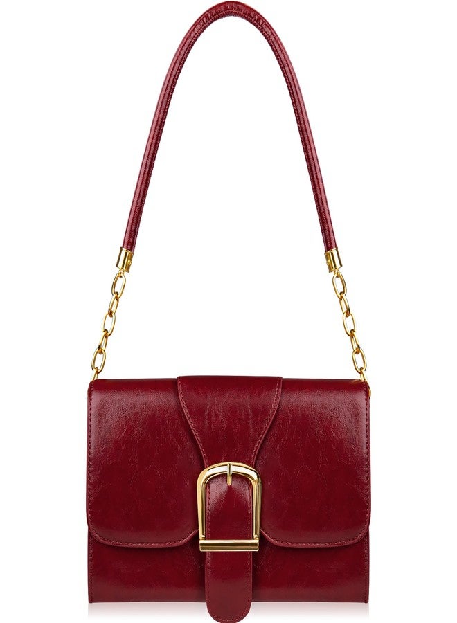 Gosect Shoulder Bag for Women, Cute Soft PU Leather Small Crossbody Purses Handbags, Trendy Underarm Bag Tote Purses for Women, A-burgundy Red Shoulder Bag, 9.45 x 3.94 x 5.31 inches - Image 1