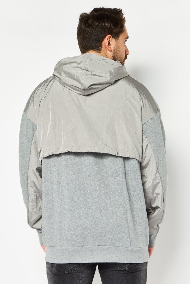 SELECTED Men Long Sleeve Brand Logo Hoodie, Heather Grey - Image 3