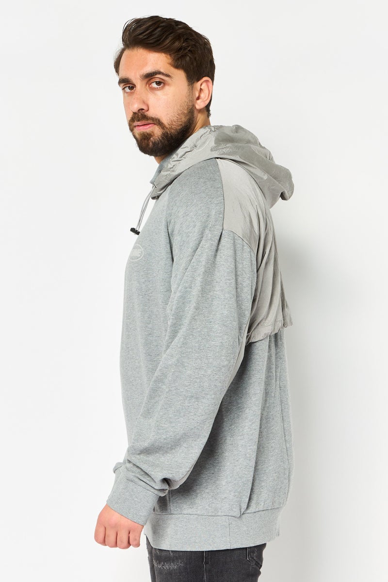 SELECTED Men Long Sleeve Brand Logo Hoodie, Heather Grey - Image 2