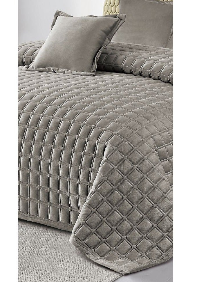 مينجلي طقم لحاف شتوي سادة نفرين مخمل ناعم نظام 6 قطع حشوه مضغوط مقاس اللحاف 250x230 سم - Image 3