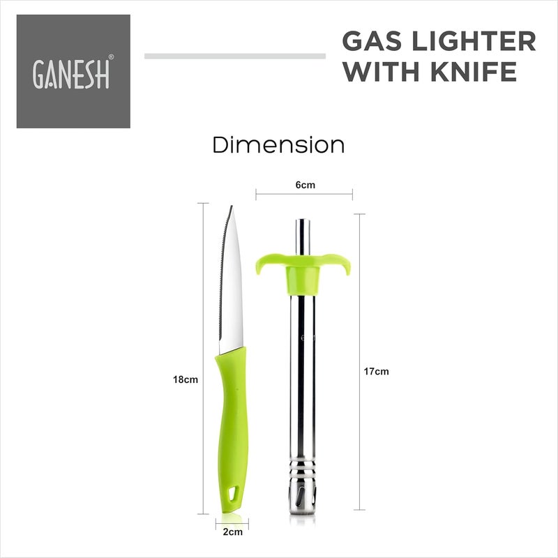 Ganesh Stainless Steel Kitchen Gas Lighter with Free Kitchen Knife - Image 2