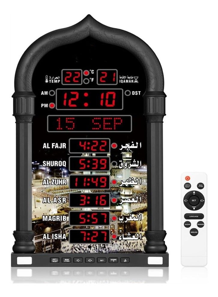 ساعة صلاة أذان للمسجد الإسلامي الرقمية LED للمنزل والمكتب والقاعة والمسجد  - Image 1