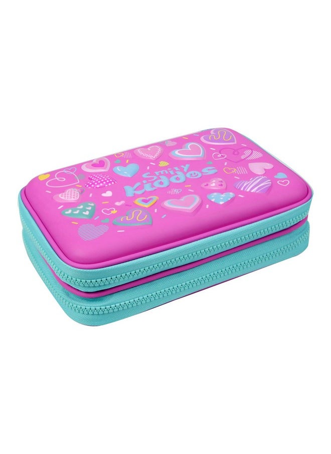 SMILY KIDDOS Smily Kiddos | Smily Double Compartment Pencil Case (Pink) | Pencil Box for Kids| Kids School Pencil Cases  - Image 3