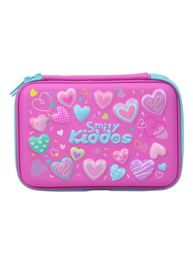 SMILY KIDDOS Smily Kiddos | Smily Double Compartment Pencil Case (Pink) | Pencil Box for Kids| Kids School Pencil Cases  - Image 1