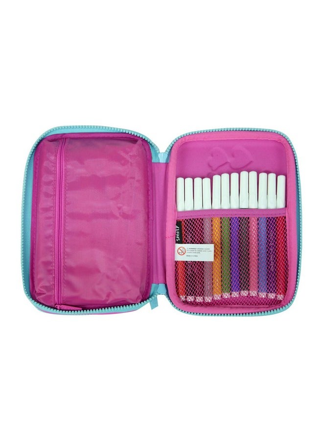 SMILY KIDDOS Smily Kiddos | Smily Double Compartment Pencil Case (Pink) | Pencil Box for Kids| Kids School Pencil Cases  - Image 4