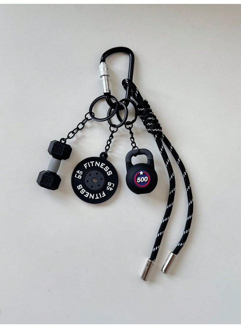 Fitness Keychain with Dumbbell u0026 Weight Plate Design and Nylon Rope – Practical Accessory for Gym Lovers - Image 1