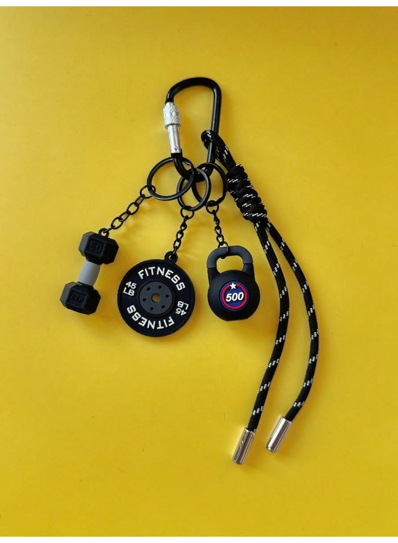Fitness Keychain with Dumbbell u0026 Weight Plate Design and Nylon Rope – Practical Accessory for Gym Lovers - Image 4