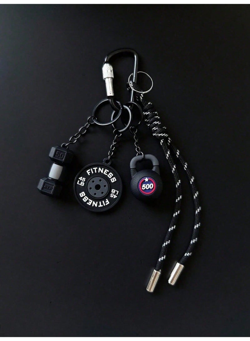 Fitness Keychain with Dumbbell u0026 Weight Plate Design and Nylon Rope – Practical Accessory for Gym Lovers - Image 2