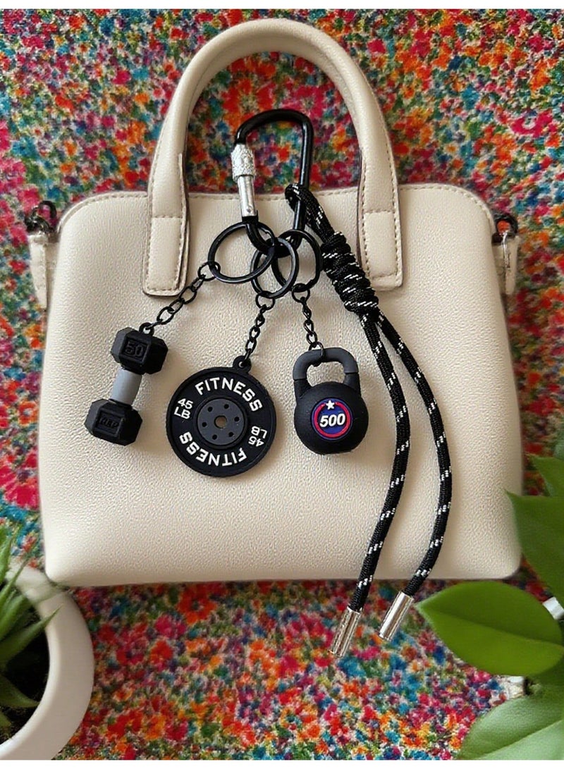 Fitness Keychain with Dumbbell u0026 Weight Plate Design and Nylon Rope – Practical Accessory for Gym Lovers - Image 3