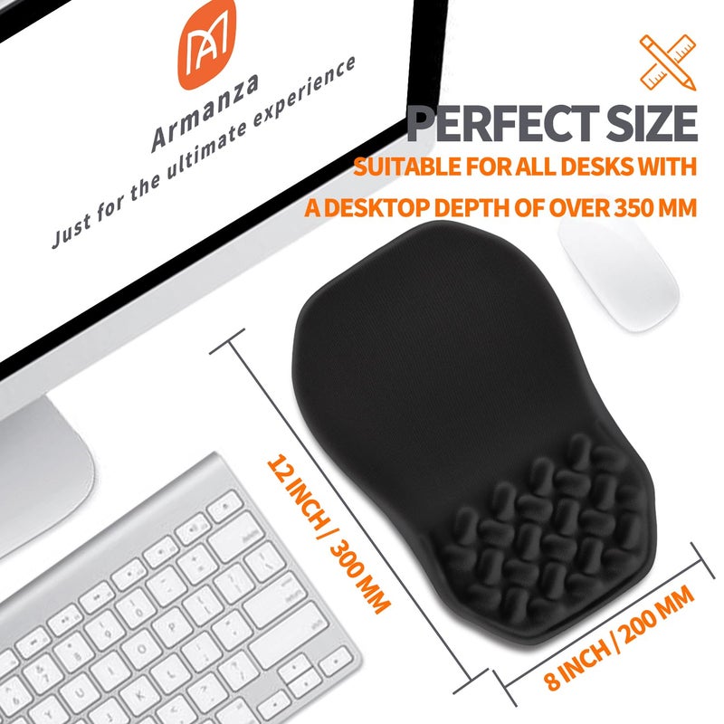 Armanza Ergonomic Slope Mouse Pad Wrist Support, Wrist Rest Mousepad for Carpal Tunnel Pain Relief with Massage Bulge and Slow Rebound Memory Foam (12x8 inch, Black) - Image 5