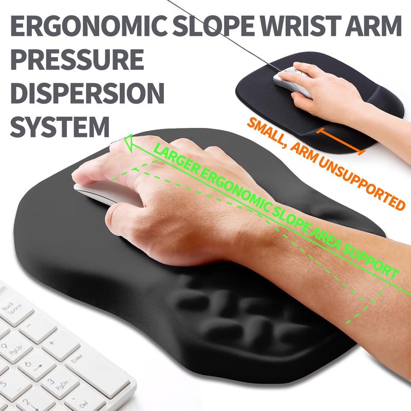 Armanza Ergonomic Slope Mouse Pad Wrist Support, Wrist Rest Mousepad for Carpal Tunnel Pain Relief with Massage Bulge and Slow Rebound Memory Foam (12x8 inch, Black) - Image 2