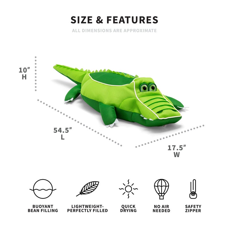 Big Joe Pool Petz Large Alligator No Inflation Needed Animal Floating Pool Toy, Alligator Shape Mesh, Quick Draining Fabric, 4.5 feet - Image 2