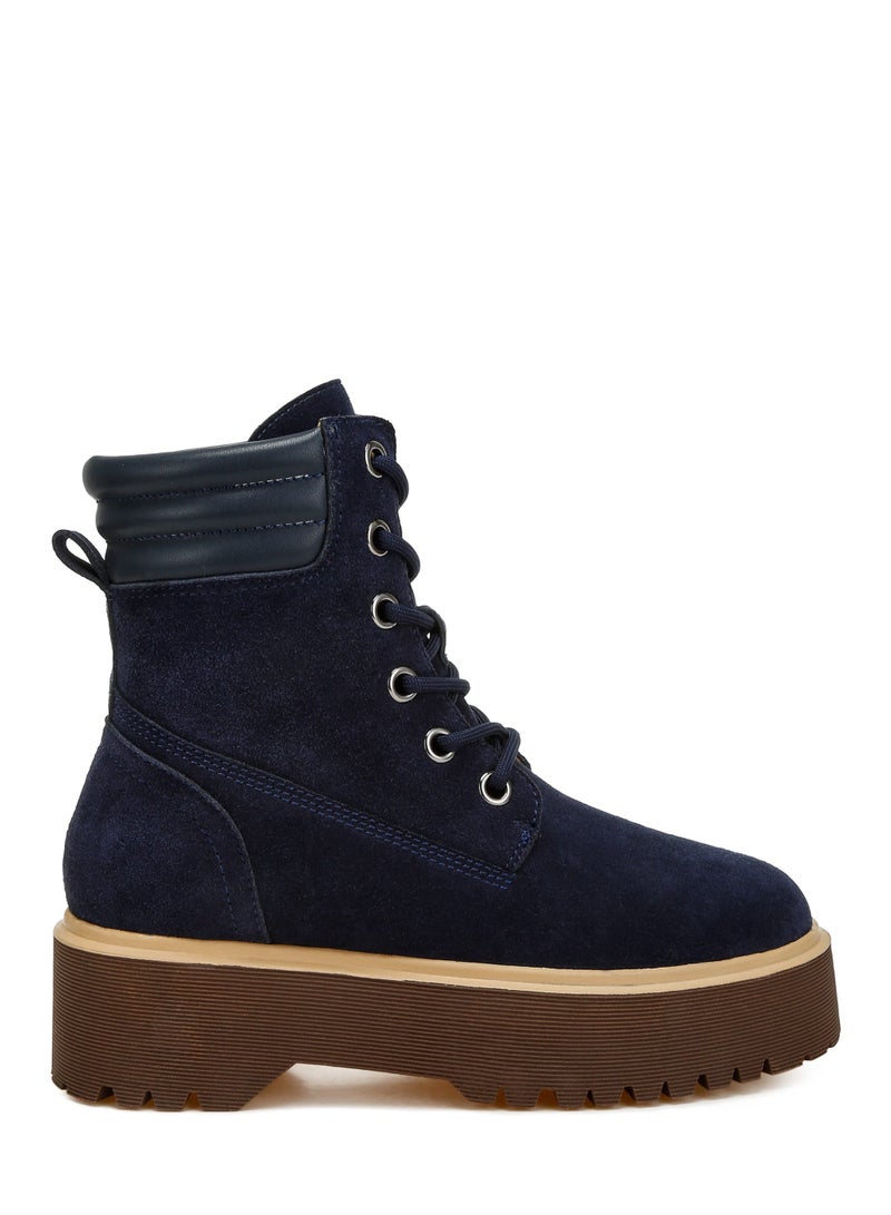 لندن راج أحذية نسائية من لندن راغ، ذات رقبة عالية من جلد الغزال الأصلي، باللون الأزرق الداكن - Image 1