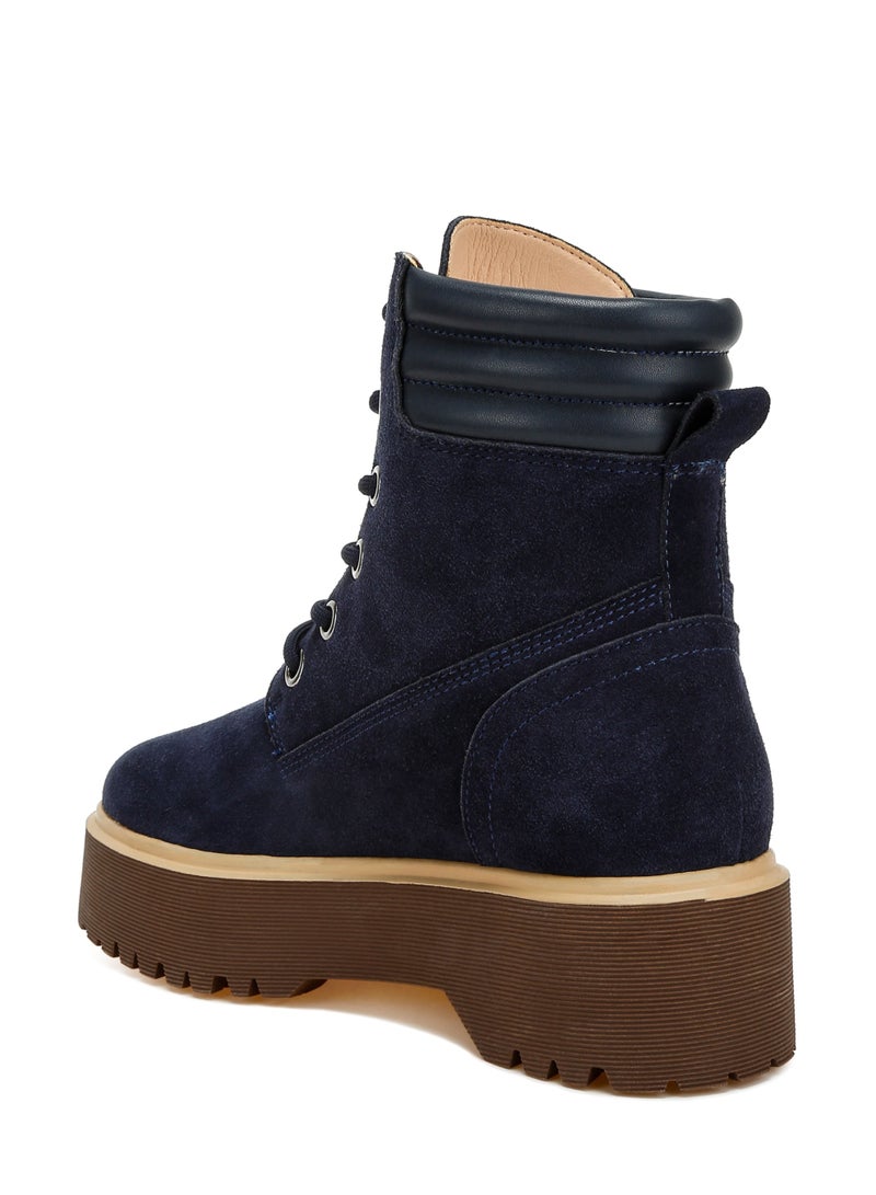 لندن راج أحذية نسائية من لندن راغ، ذات رقبة عالية من جلد الغزال الأصلي، باللون الأزرق الداكن - Image 3