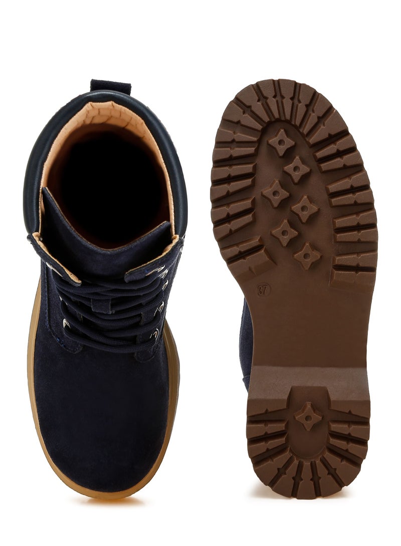 لندن راج أحذية نسائية من لندن راغ، ذات رقبة عالية من جلد الغزال الأصلي، باللون الأزرق الداكن - Image 4