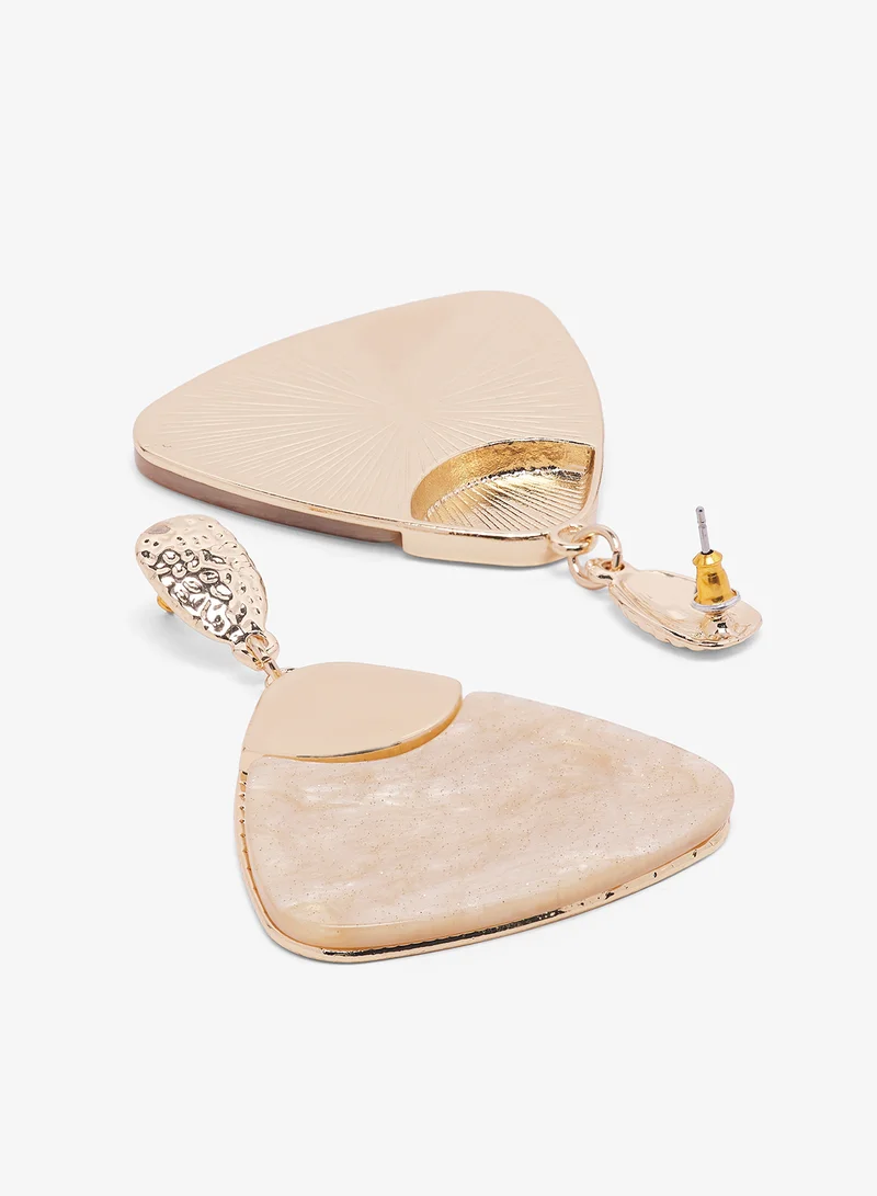 جينجر Chunky Asymmetical Gold Earrings