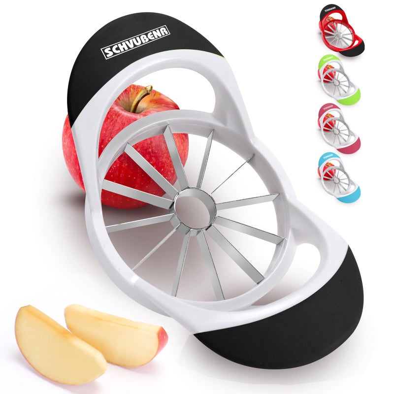 SCHVUBENR 472 Inch Large Apple Slicer with 12 Blades  Professional Apple Cutter  Stainless Steel Apple Corer  Sharp Apple Slicer and Corer  Apple Corer Tool  Dishwasher SafeBlack