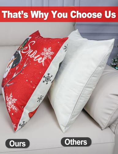 multiwins Christmas Decorations Set of 4 Double-Sided Print Christmas Pillow Covers 18" x 18", with 8 Cute Patterns, Throw Pillow Covers Perfect for Home Christmas Decor - Image 4