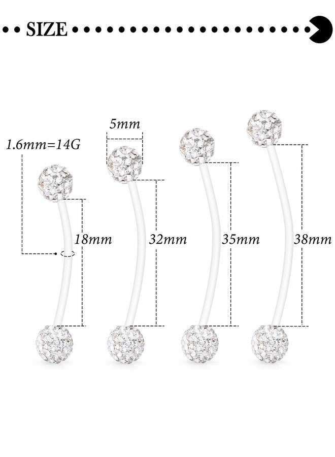 Hoeudjo Pregnancy Belly Rings Maternity Belly Button Rings Plastic Long Bar Navel Ring for Maternity Sport Pregnant Women Different Length 18/32/35/38mm White - Image 2