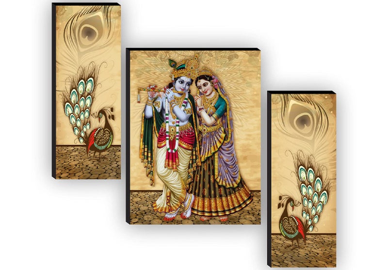 SAF paintings Set of 3 Radha Krishna Paintings for living room with frame Self Adeshive UV Textured MDF Framed Painting 12 Inch X 18 Inch SAF-JM7724 - Image 5