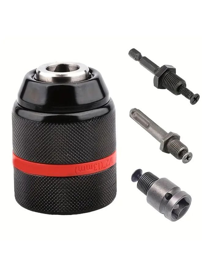 Chuck And Hex Shank Self Locking Keyless Metal Drill Bit Set 2 13mm SDS Plus Adapter - Image 2