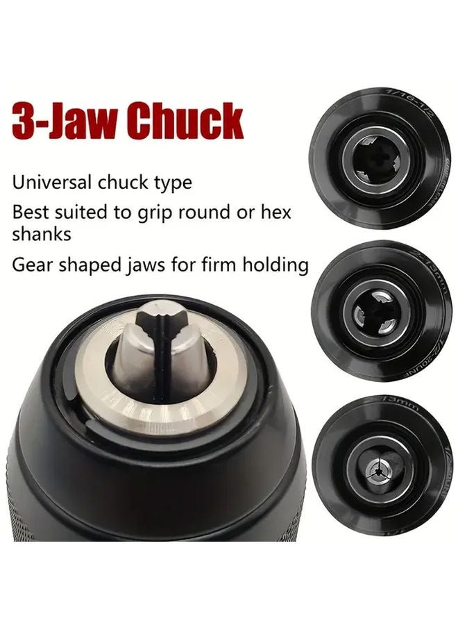 Chuck And Hex Shank Self Locking Keyless Metal Drill Bit Set 2 13mm SDS Plus Adapter - Image 5