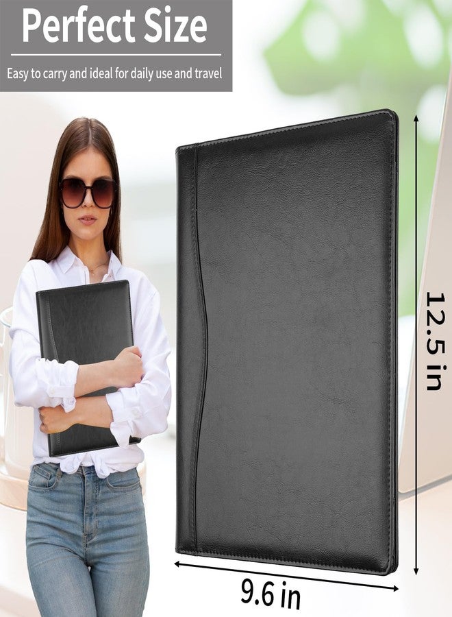 MOWPOG Professional Padfolio Portfolio Binder, Faux Leather Interview Resume Folder, Letter Size A4 Legal Writing Pad Holder, Document Organizer for Business School Office Conference (Black) - Image 4