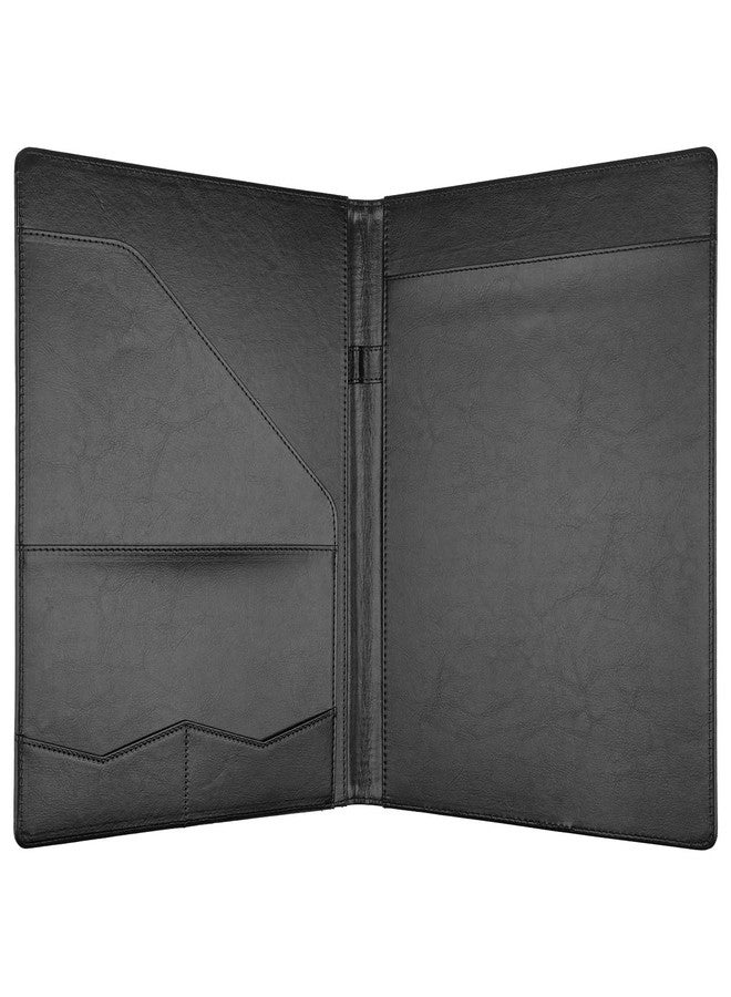 MOWPOG Professional Padfolio Portfolio Binder, Faux Leather Interview Resume Folder, Letter Size A4 Legal Writing Pad Holder, Document Organizer for Business School Office Conference (Black) - Image 2