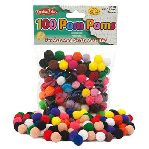 Charles Leonard Creative Arts by Charles Leonard Pom-Poms, 1/2 Inch, Assorted Colors, 100/Bag (69100) - Image 2