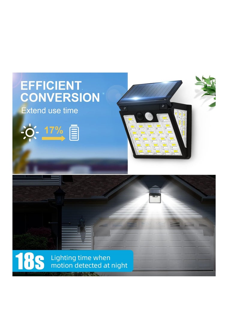 SOLARAE أضواء شمسية خارجية، حزمة 2 من أضواء الأمان الشمسية مع مستشعر حركة، ضوء أمان LED شمسي، زاوية واسعة 270° IP65، مستشعر حركة خارجي مع 3 أوضاع، ضوء شمسي مقاوم للماء للباب والفناء - Image 2
