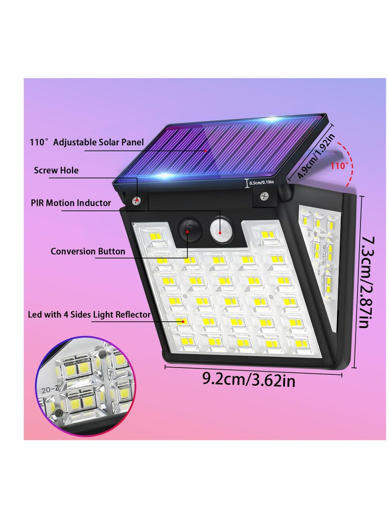 SOLARAE أضواء شمسية خارجية، حزمة 2 من أضواء الأمان الشمسية مع مستشعر حركة، ضوء أمان LED شمسي، زاوية واسعة 270° IP65، مستشعر حركة خارجي مع 3 أوضاع، ضوء شمسي مقاوم للماء للباب والفناء - Image 4